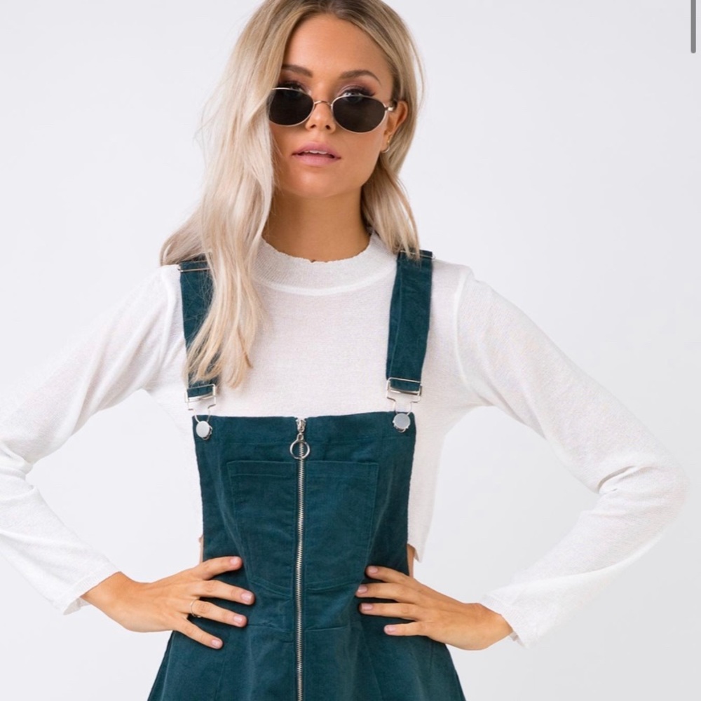 Princess Polly:Outlaw Cord Overalls Dark Green